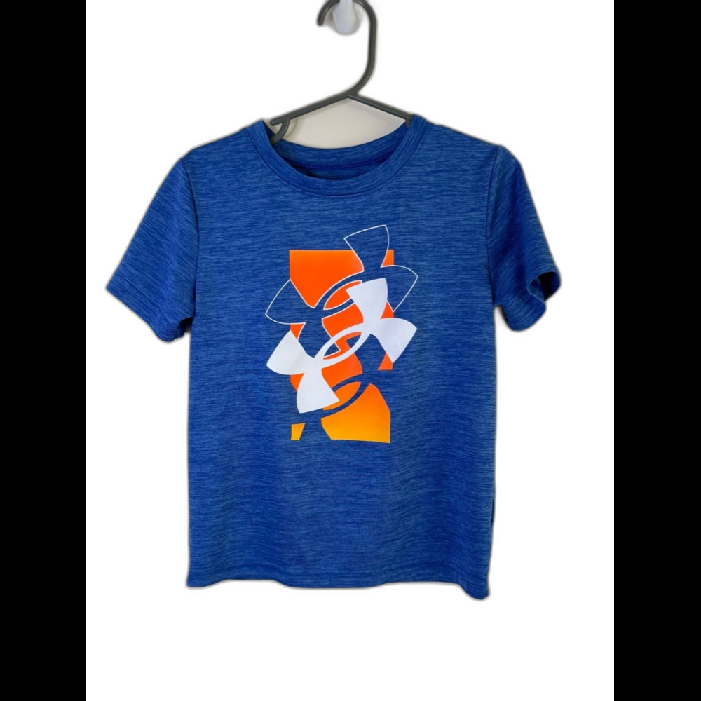Under Armour Blue Short Sleeve Graphic Tee with Orange & White Logo